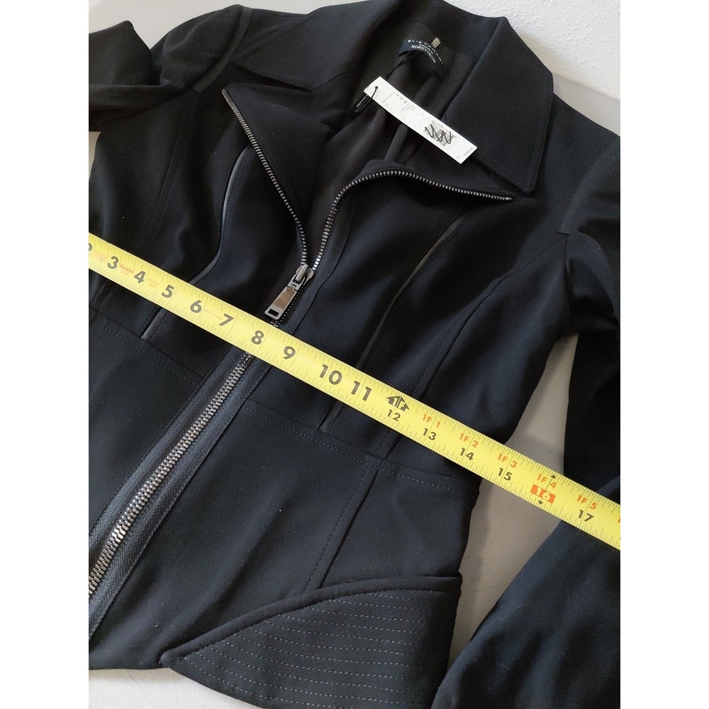 NEW Elie Tahari X Nordstrom Moto Jacket Women 6 Black Modern Zip Crop GABBIE - Picture 12 of 16